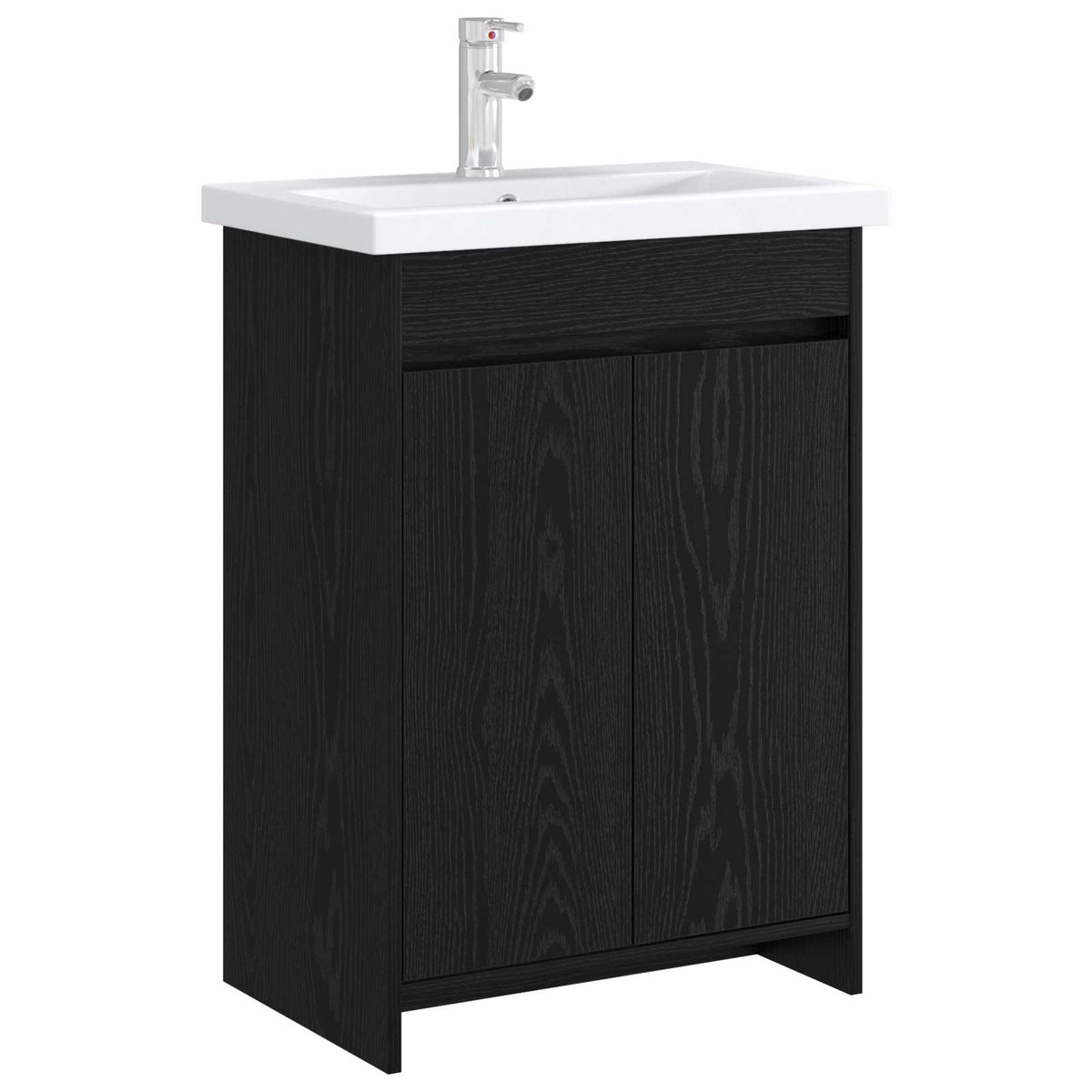 Bathroom Under Sink Cabinet Black Oak 56 x 37.5 x 81 cm