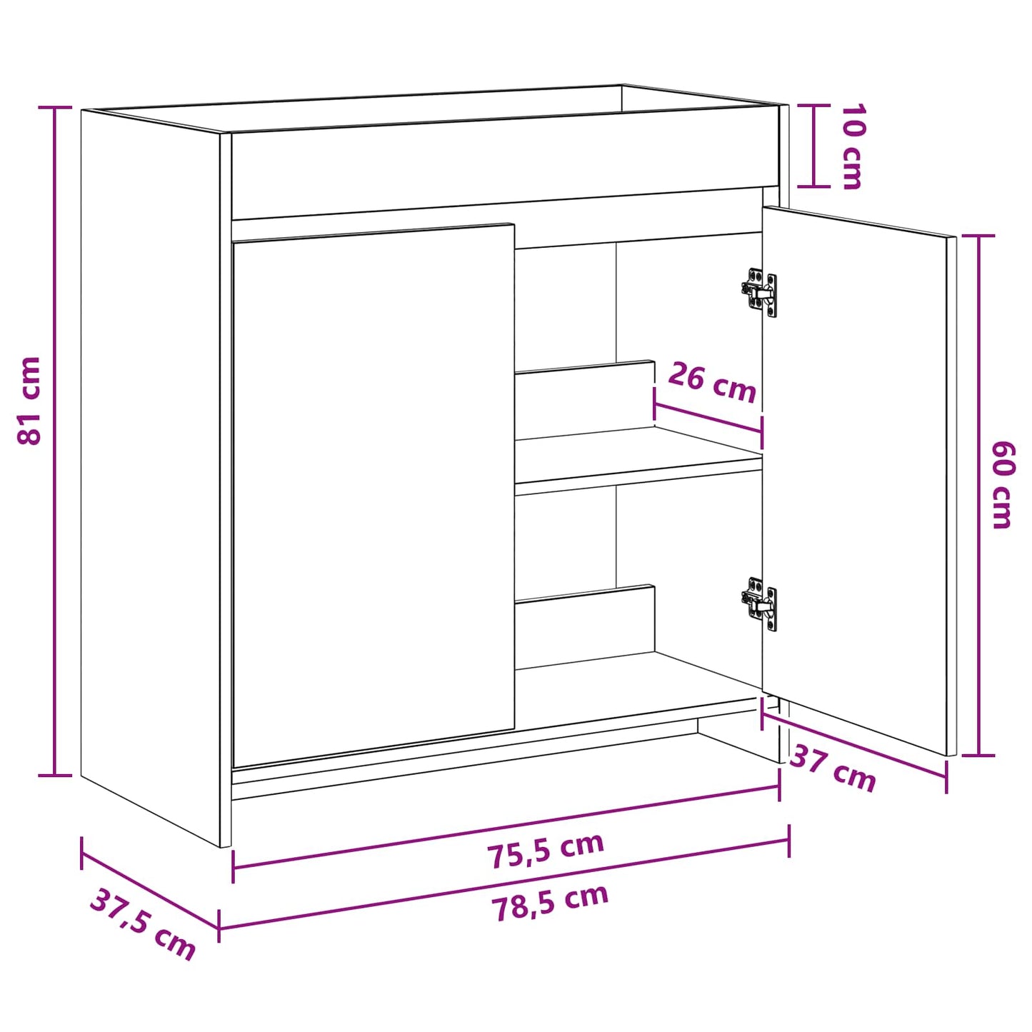 Bathroom Under Sink Cabinet Artisan Oak 78.5 x 37.5 x 81 cm