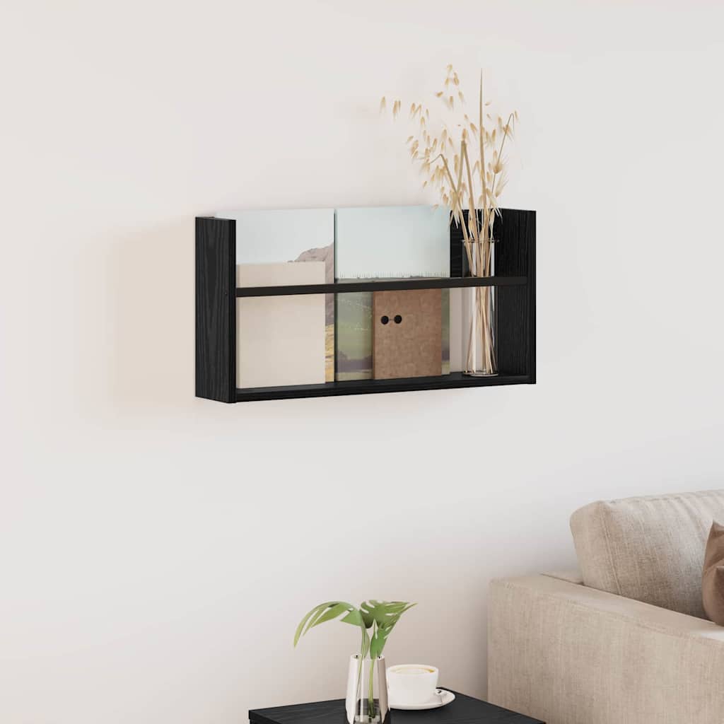 Magazine Rack Black Oak 60 x 12 x 30 cm Engineered Wood