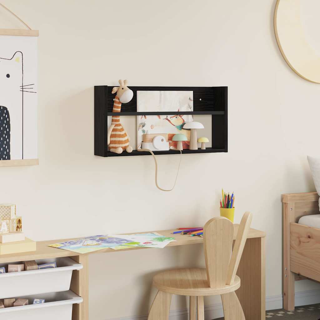 Magazine Rack Black Oak 60 x 12 x 30 cm Engineered Wood