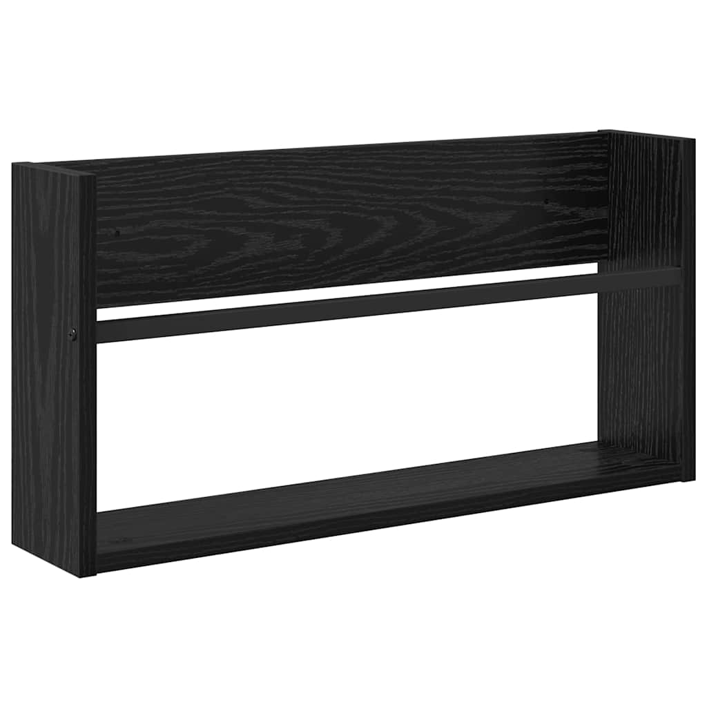 Magazine Rack Black Oak 60 x 12 x 30 cm Engineered Wood