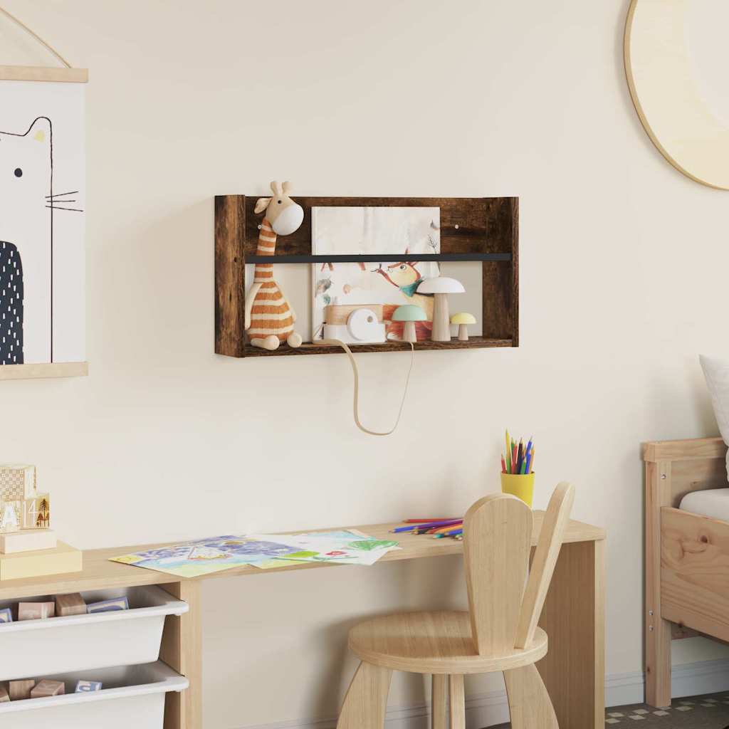 Magazine Rack Smoked Oak 60 x 12 x 30 cm Engineered Wood