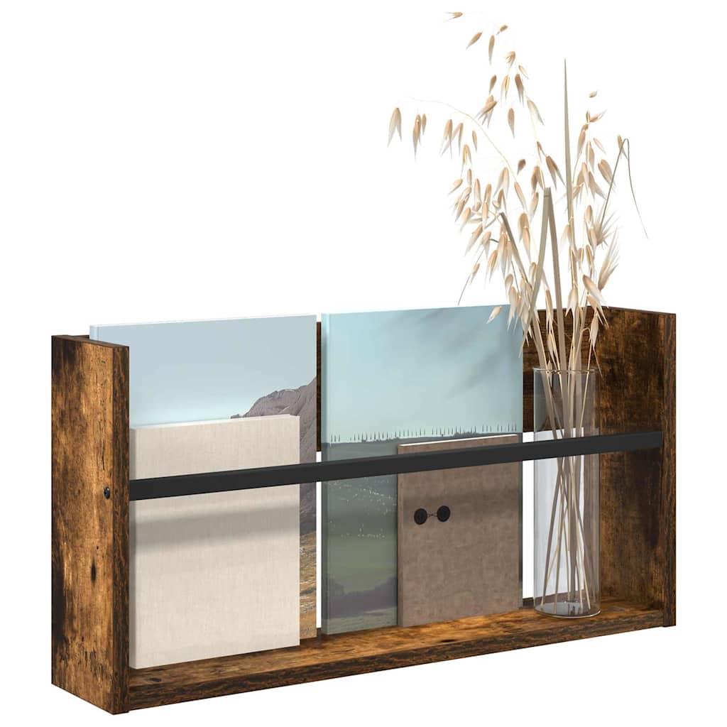 Magazine Rack Smoked Oak 60 x 12 x 30 cm Engineered Wood