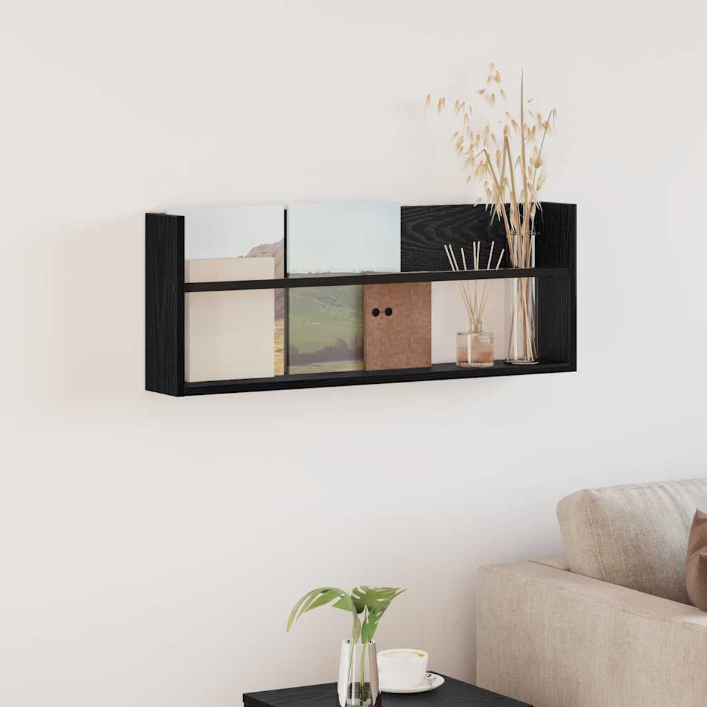 Magazine Rack Black Oak 80 x 12 x 30 cm Engineered Wood