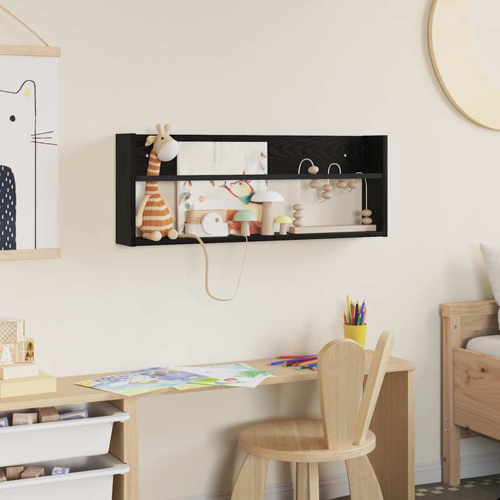 Magazine Rack Black Oak 80 x 12 x 30 cm Engineered Wood