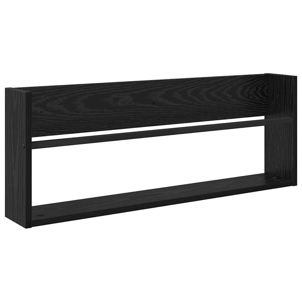 Magazine Rack Black Oak 80 x 12 x 30 cm Engineered Wood