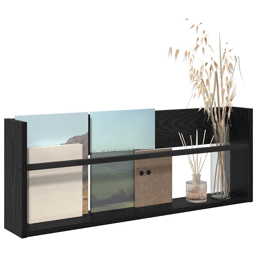Magazine Rack Black Oak 80 x 12 x 30 cm Engineered Wood
