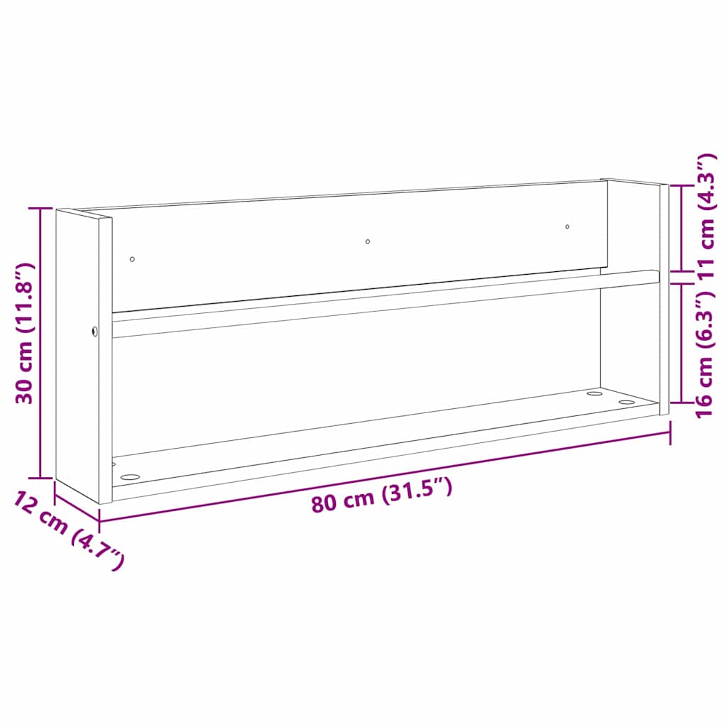Magazine Rack Sonoma Oak 80 x 12 x 30 cm Engineered Wood