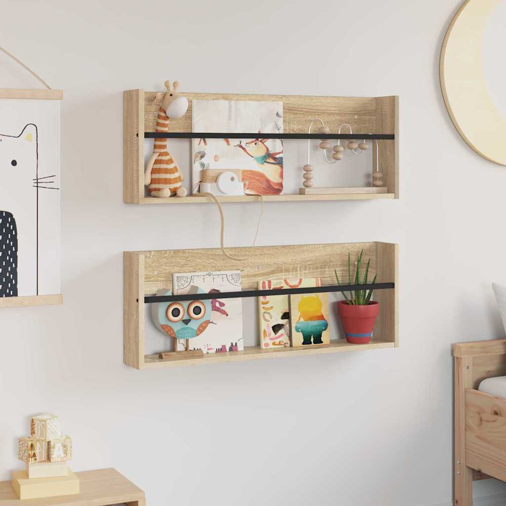 Magazine Rack 2 pcs Sonoma Oak 80 x 12 x 30 cm Engineered Wood