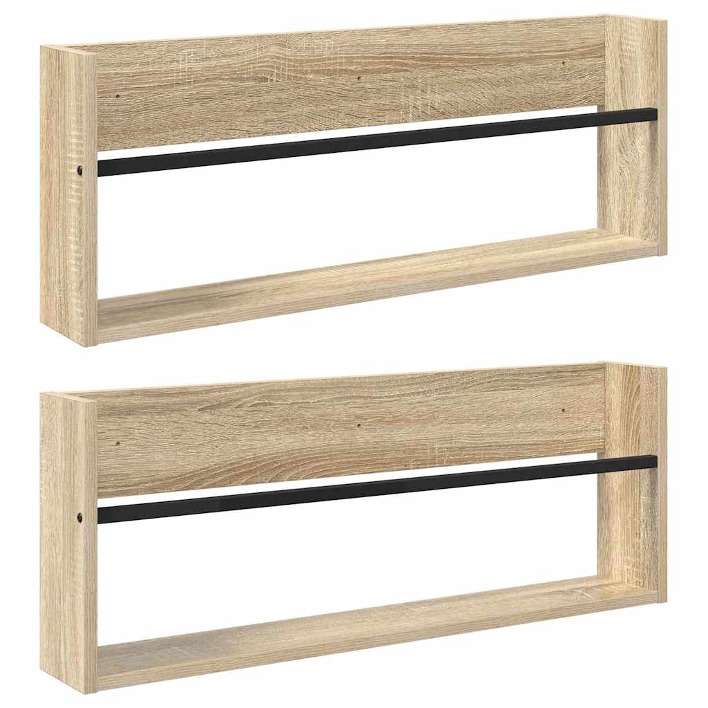 Magazine Rack 2 pcs Sonoma Oak 80 x 12 x 30 cm Engineered Wood