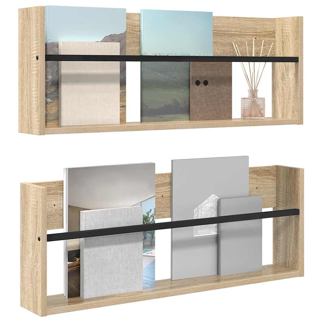 Magazine Rack 2 pcs Sonoma Oak 80 x 12 x 30 cm Engineered Wood