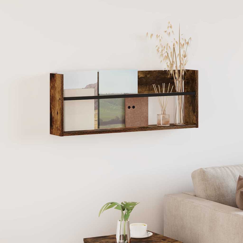 Magazine Rack Smoked Oak 80 x 12 x 30 cm Engineered Wood