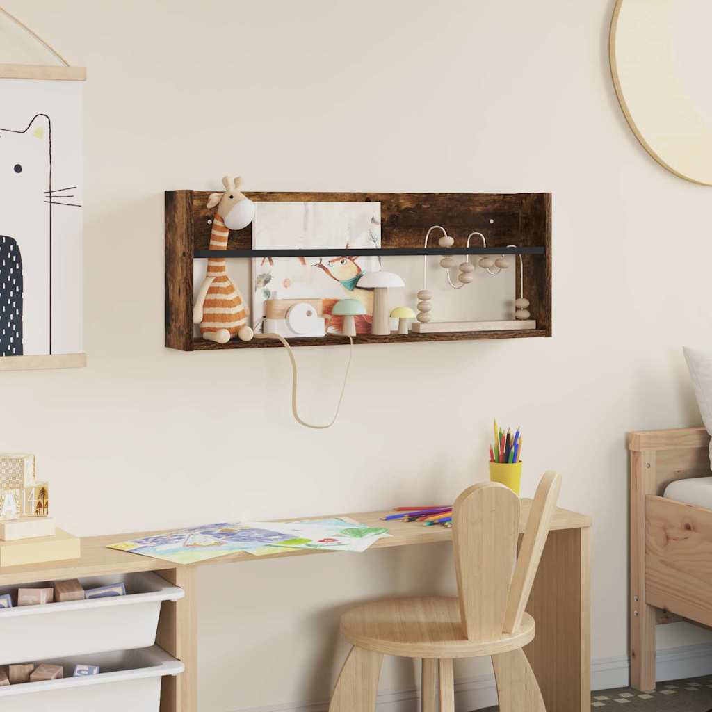 Magazine Rack Smoked Oak 80 x 12 x 30 cm Engineered Wood