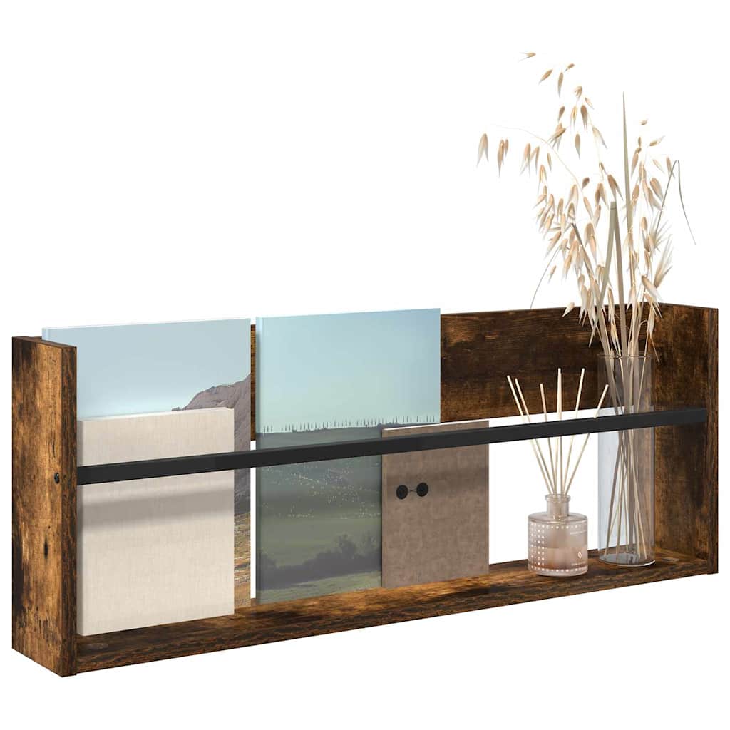 Magazine Rack Smoked Oak 80 x 12 x 30 cm Engineered Wood