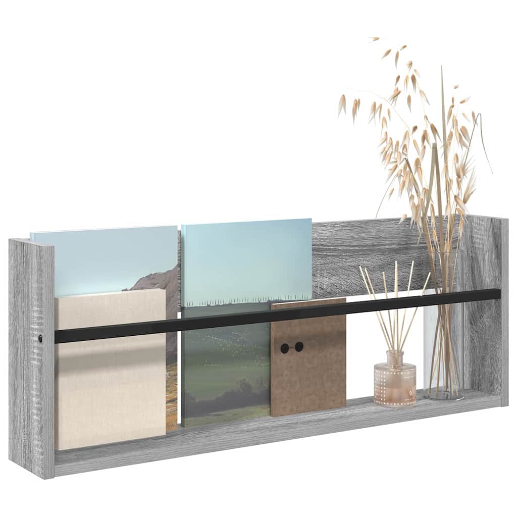 Magazine Rack Grey Sonoma 80 x 12 x 30 cm Engineered Wood