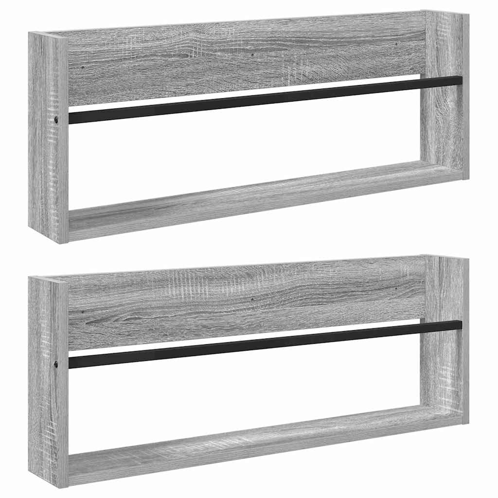 Magazine Rack 2 pcs Grey Sonoma 80 x 12 x 30 cm Engineered Wood