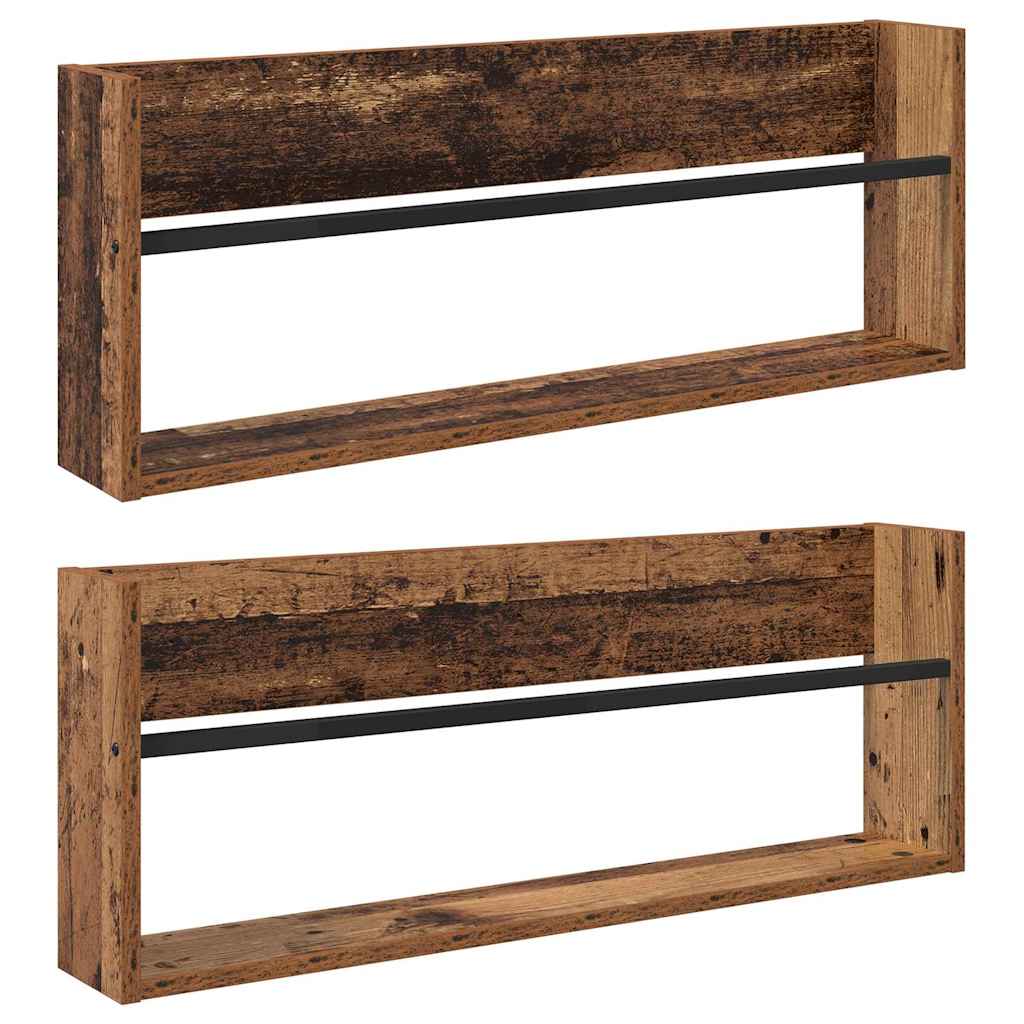 Magazine Rack 2 pcs Old Wood 80 x 12 x 30 cm Engineered Wood