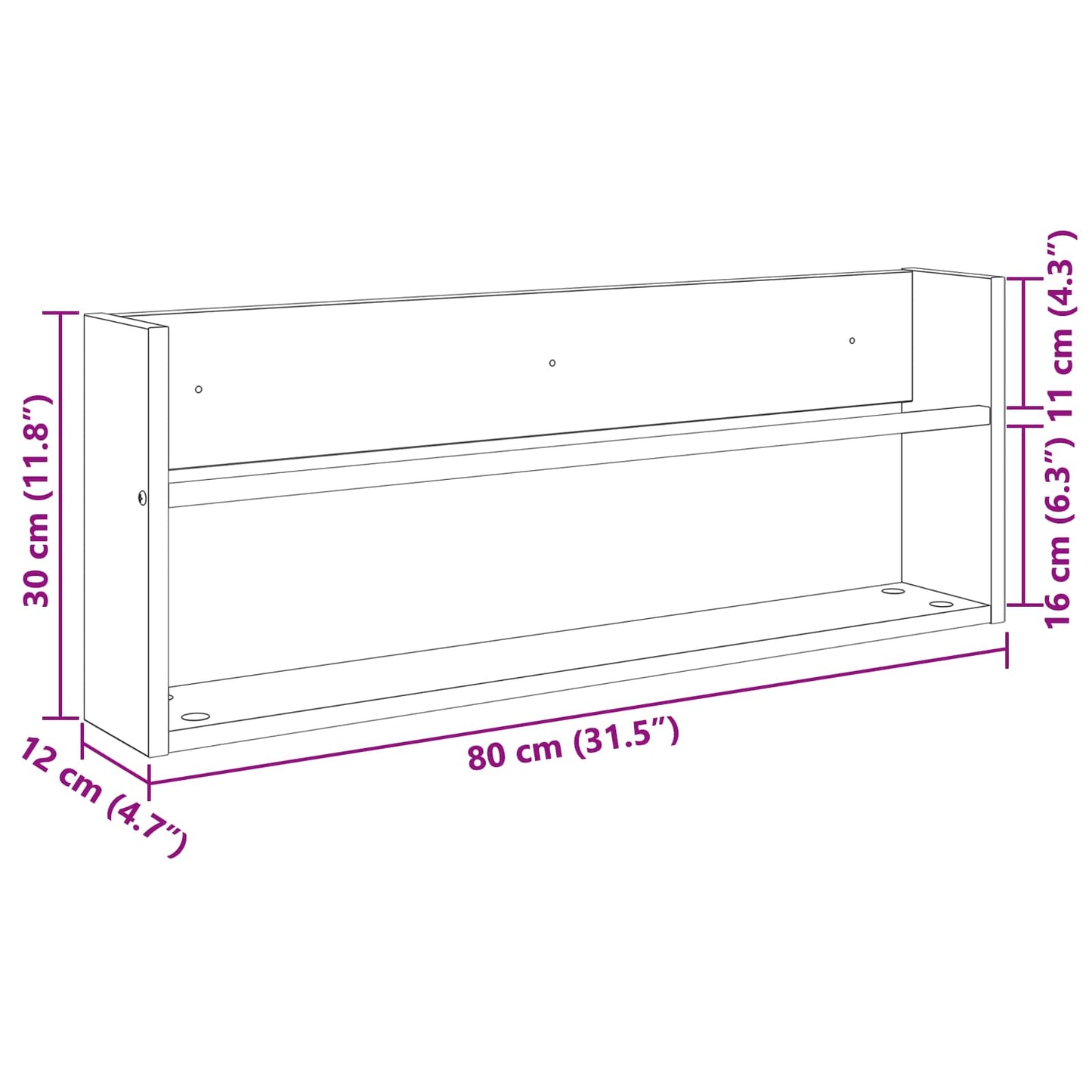 Magazine Rack Artisan Oak 80 x 12 x 30 cm Engineered Wood