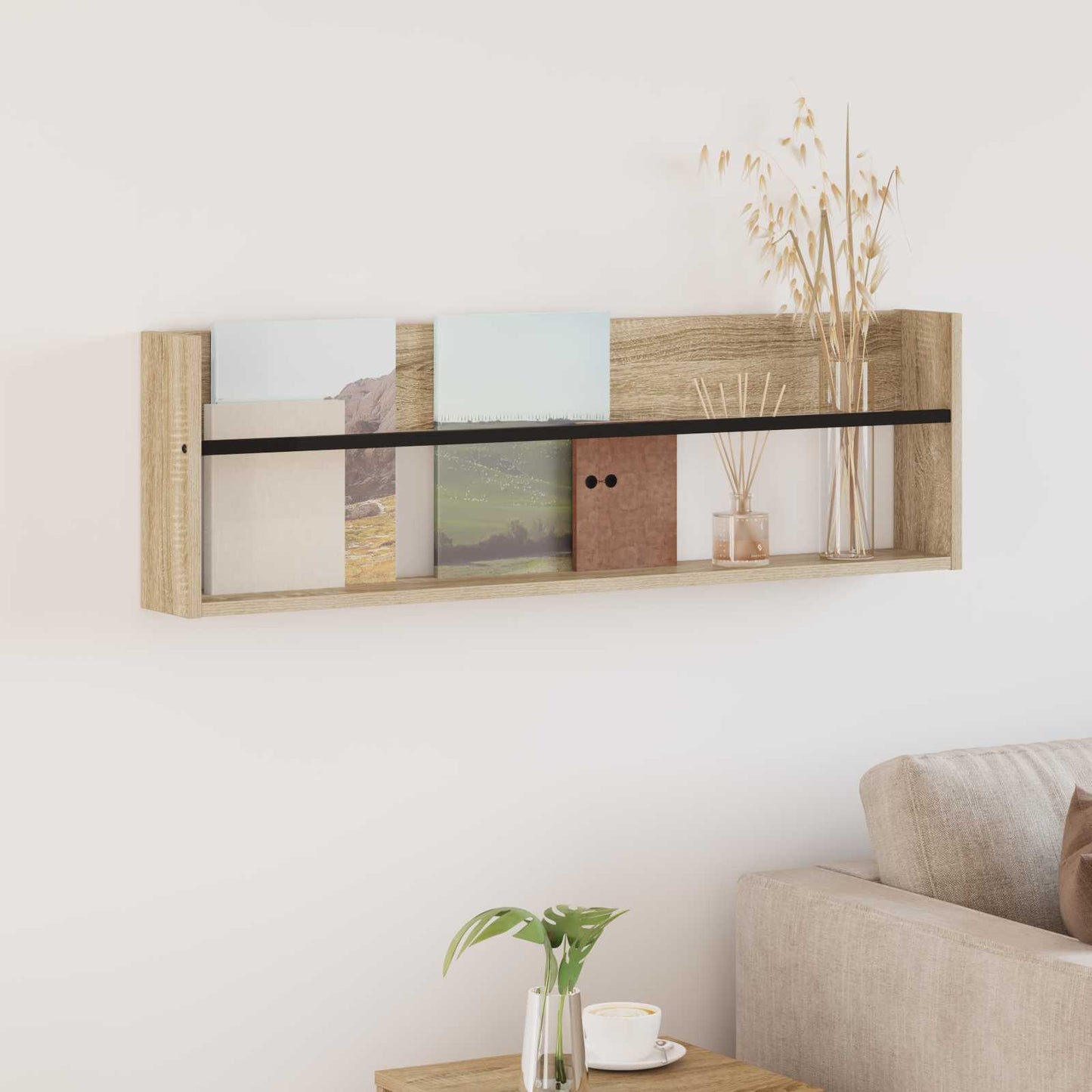 Magazine Rack Sonoma Oak 100 x 12 x 30 cm Engineered Wood