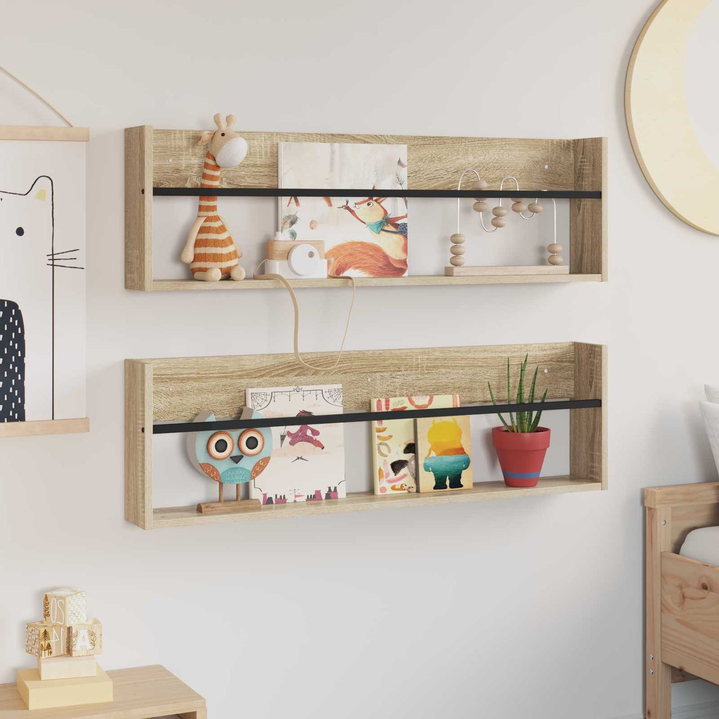 Magazine Rack 2 pcs Sonoma Oak 100 x 12 x 30 cm Engineered Wood