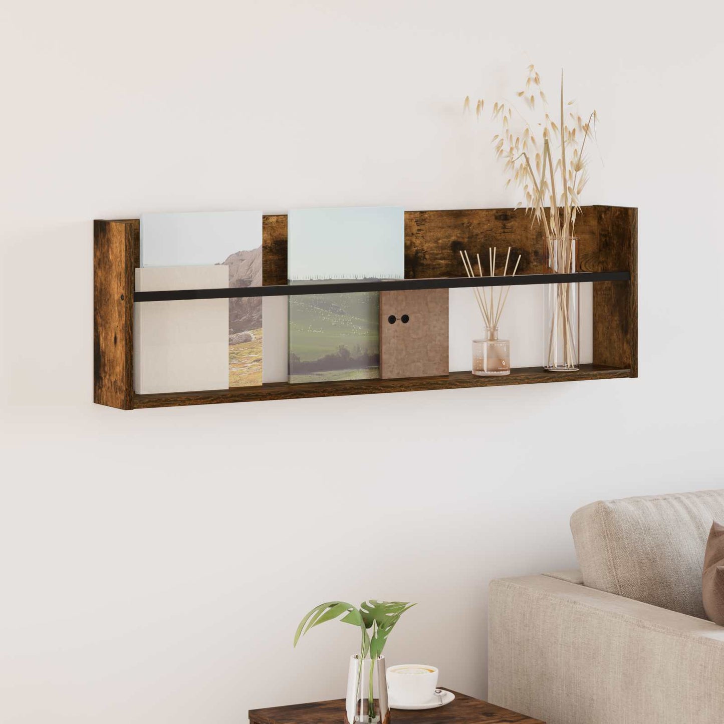 Magazine Rack Smoked Oak 100 x 12 x 30 cm Engineered Wood