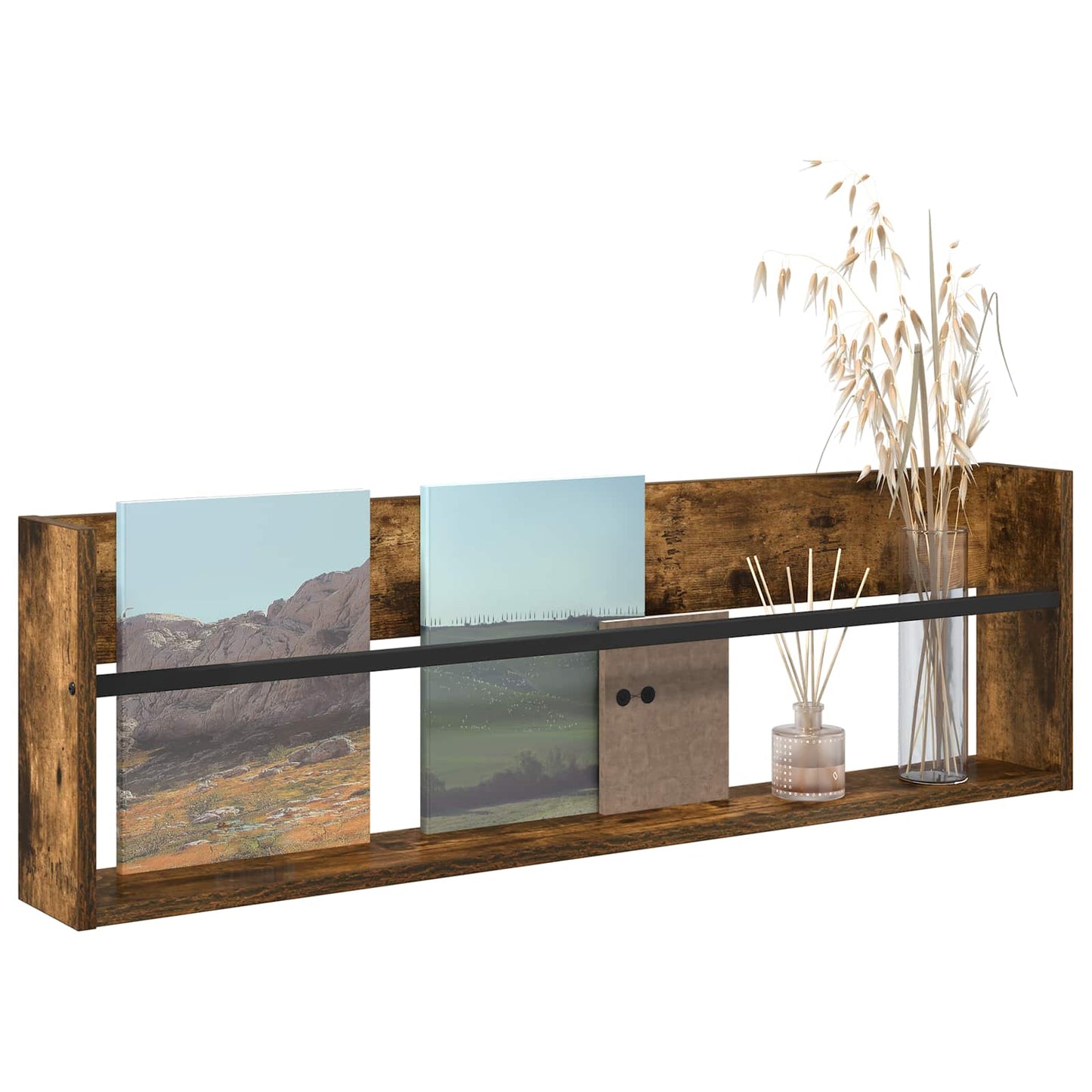 Magazine Rack Smoked Oak 100 x 12 x 30 cm Engineered Wood