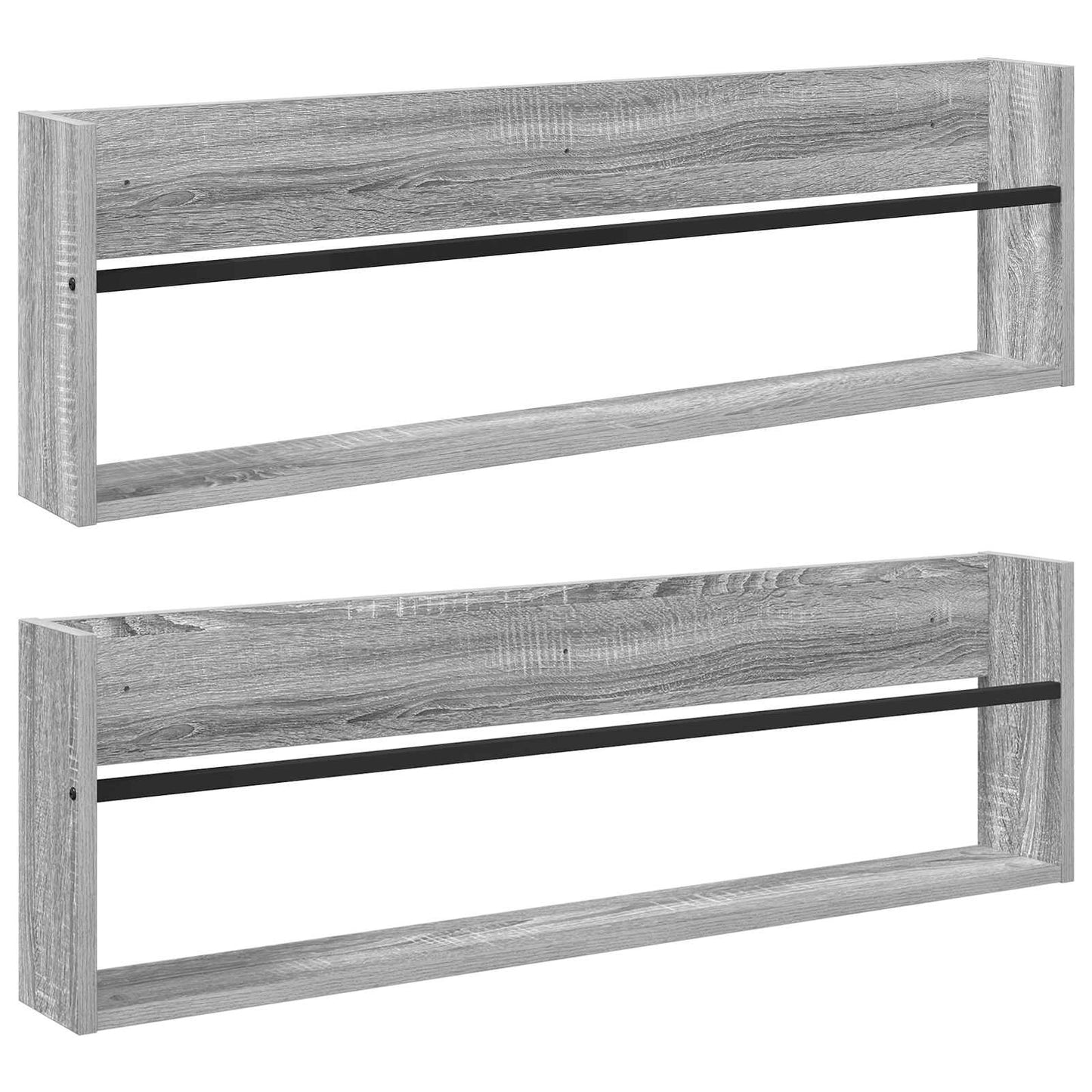 Magazine Rack with Shelf 2 pcs Grey Sonoma 100 x 12 x 30 cm