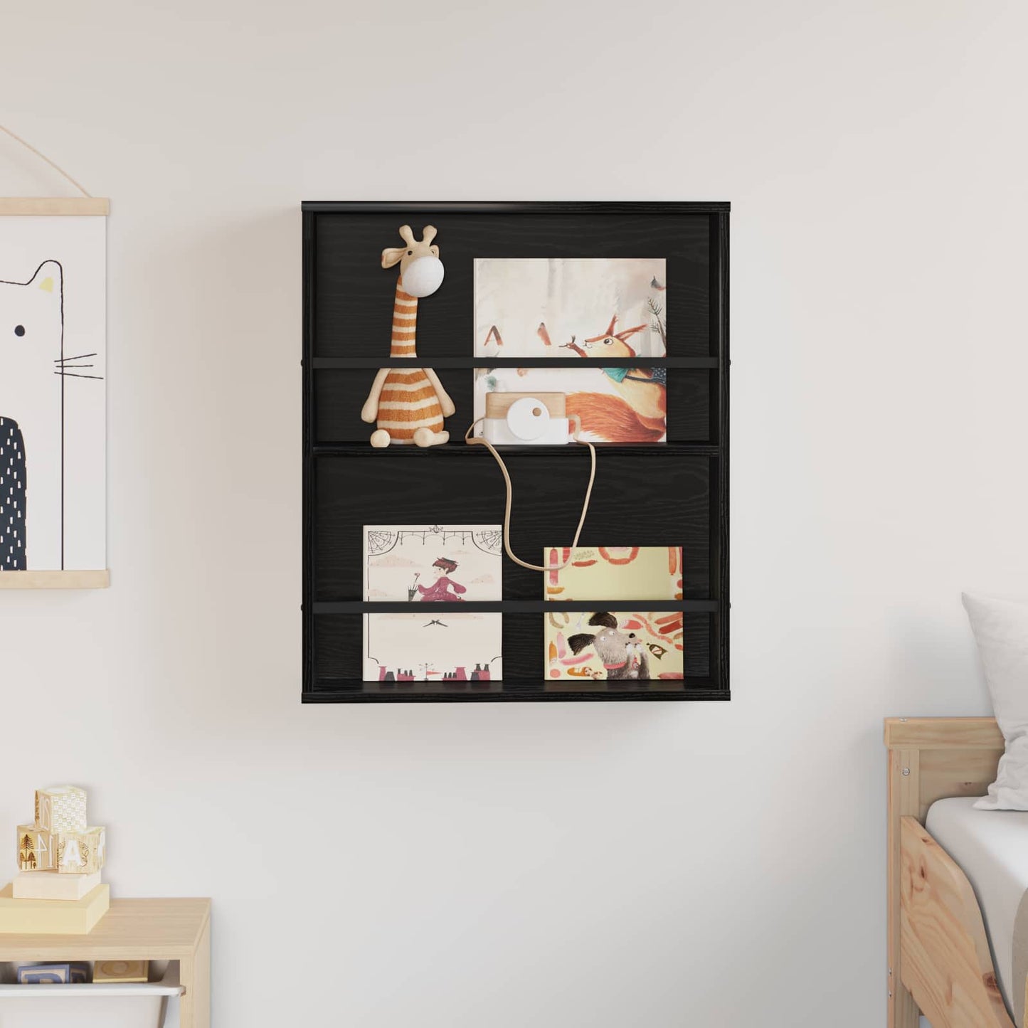 Magazine Rack Black Oak 60 x 12 x 70 cm Engineered Wood