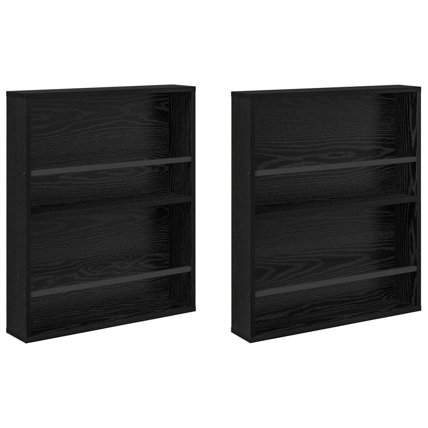 Magazine Rack 2 pcs Black Oak 60 x 12 x 70 cm Engineered Wood