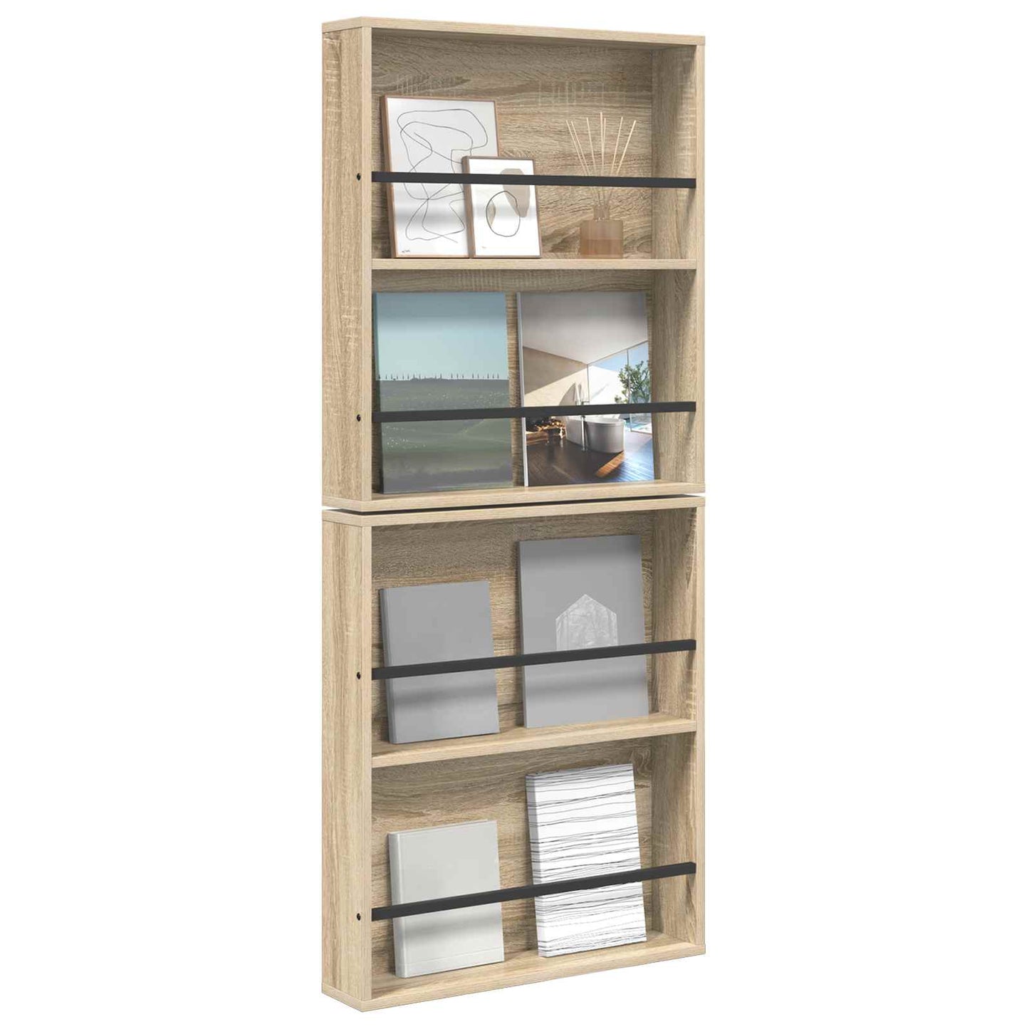 Magazine Rack 2 pcs Sonoma Oak 60 x 12 x 70 cm Engineered Wood
