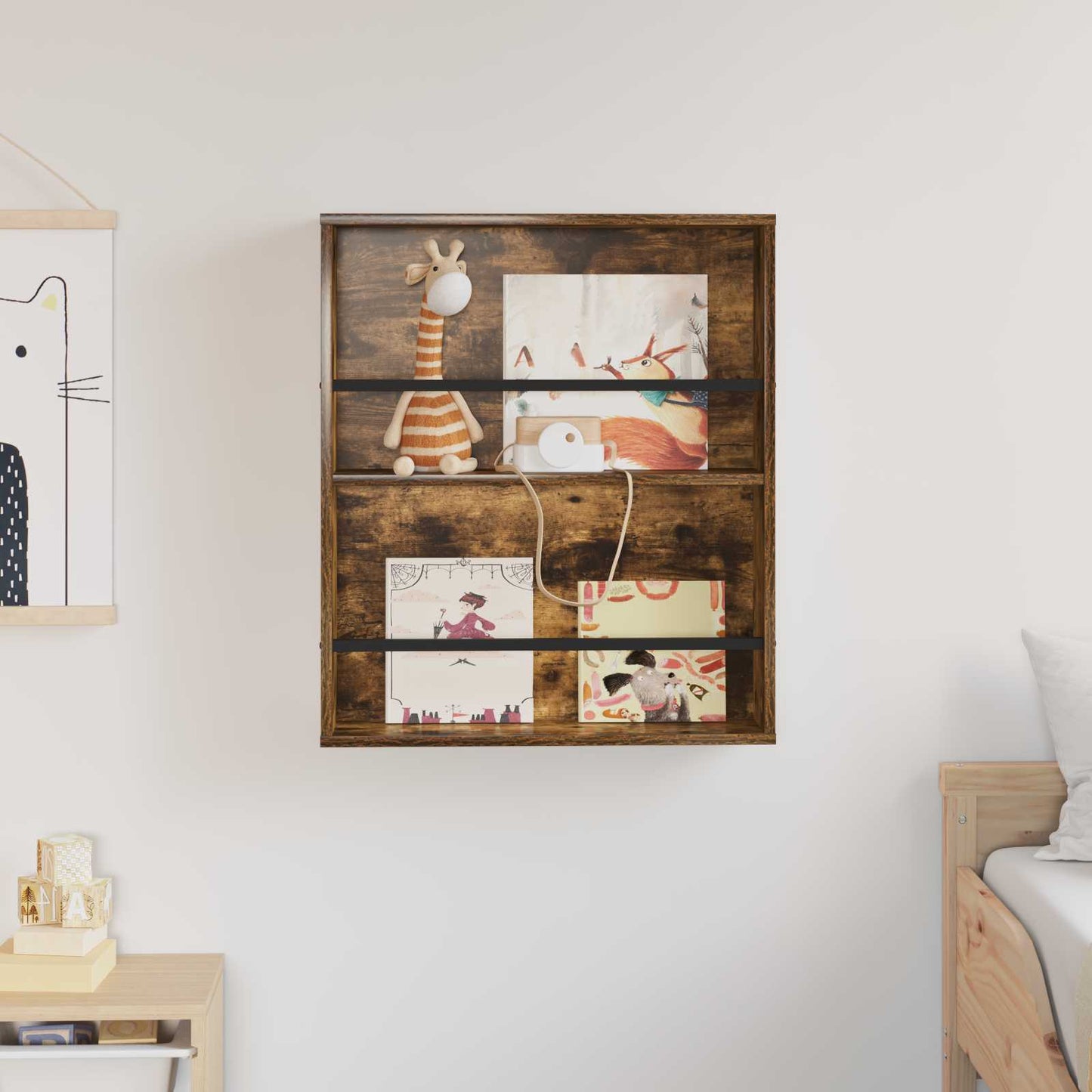 Magazine Rack Smoked Oak 60 x 12 x 70 cm Engineered Wood