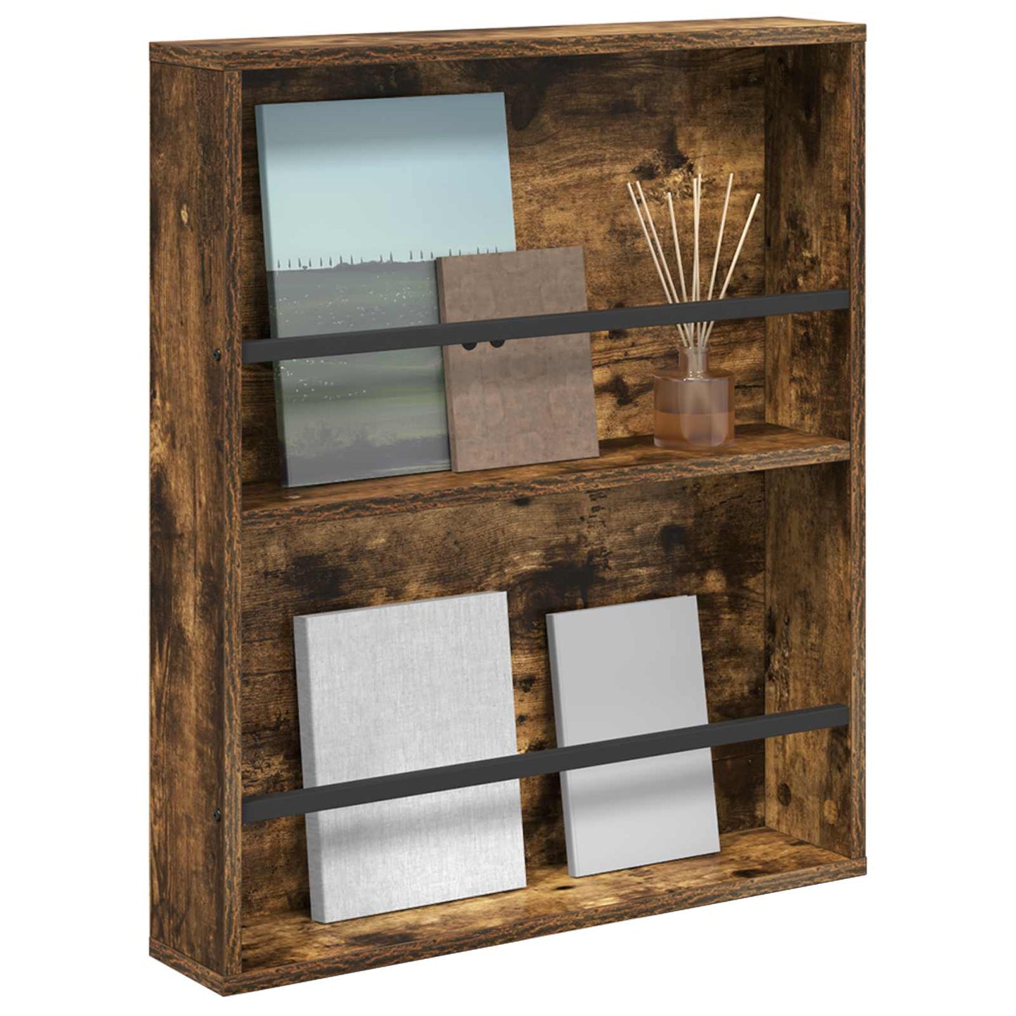 Magazine Rack Smoked Oak 60 x 12 x 70 cm Engineered Wood