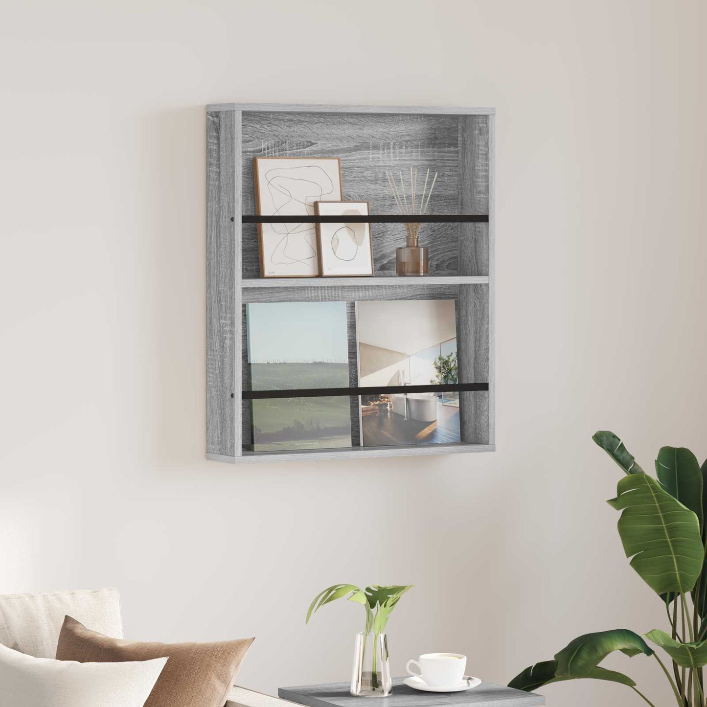 Magazine Rack Grey Sonoma 60 x 12 x 70 cm Engineered Wood