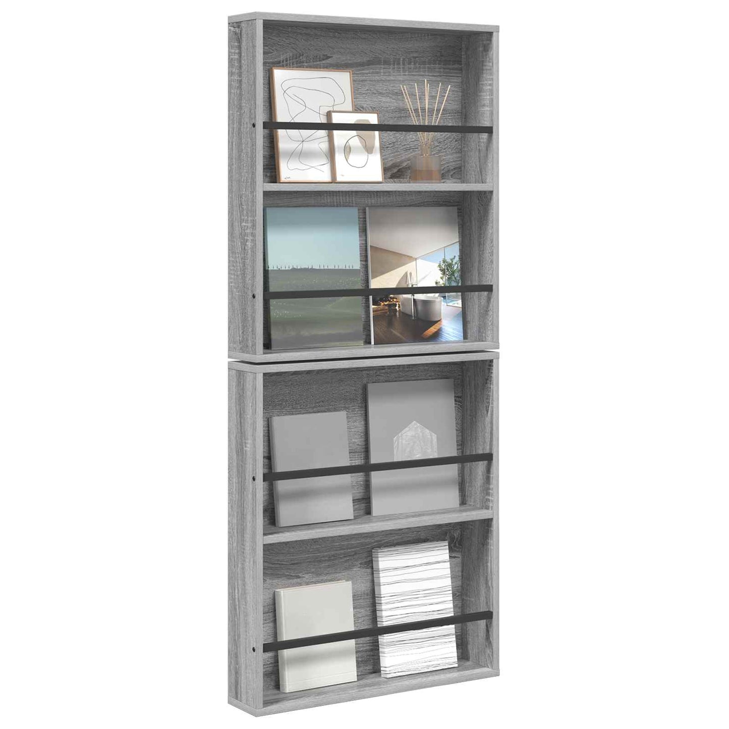 Magazine Rack 2 pcs Grey Sonoma 60 x 12 x 70 cm Engineered Wood