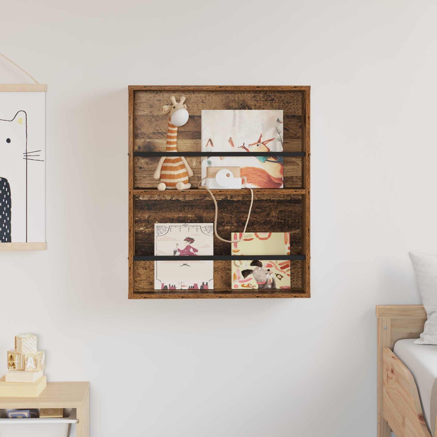 Magazine Rack Old Wood 60 x 12 x 70 cm Engineered Wood