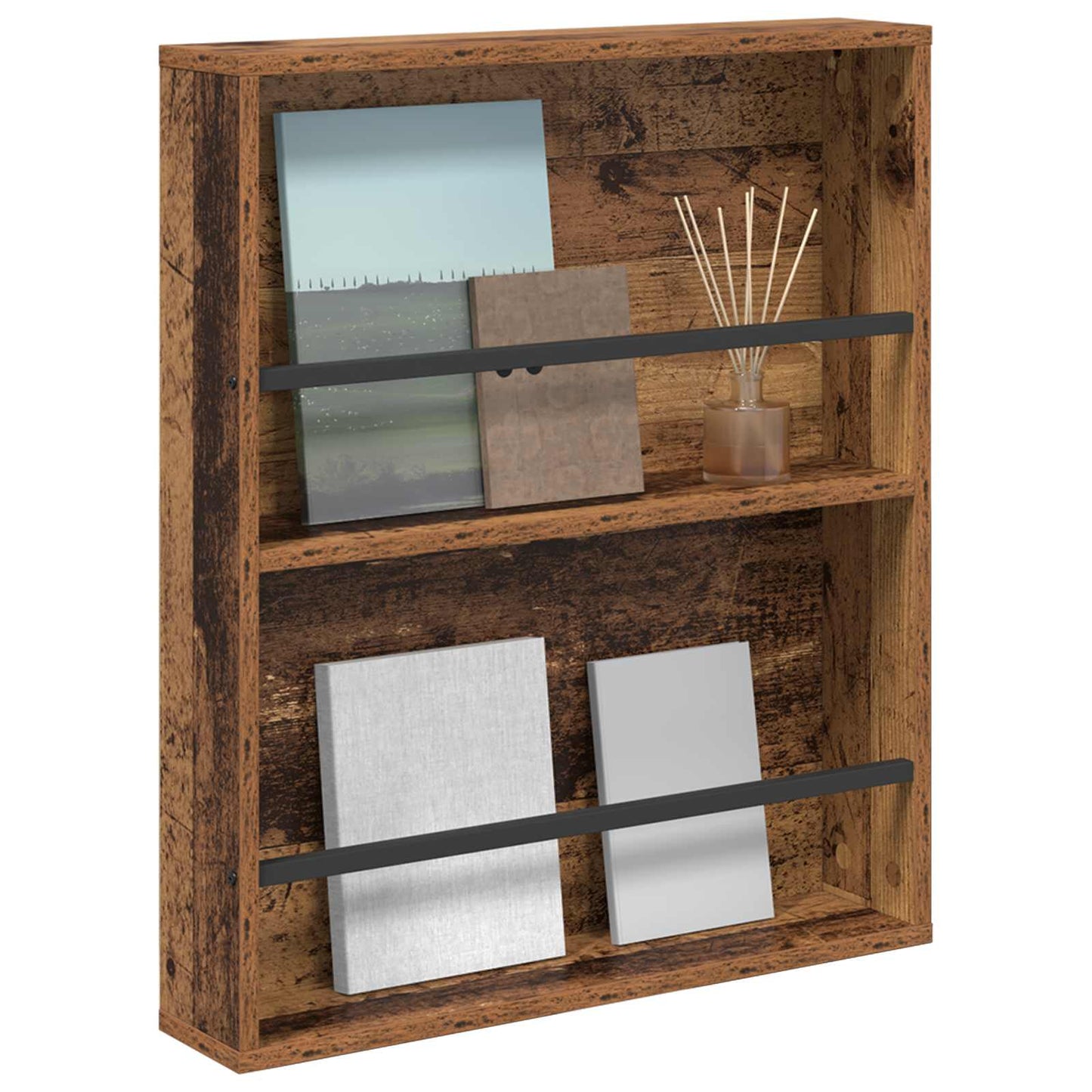 Magazine Rack Old Wood 60 x 12 x 70 cm Engineered Wood