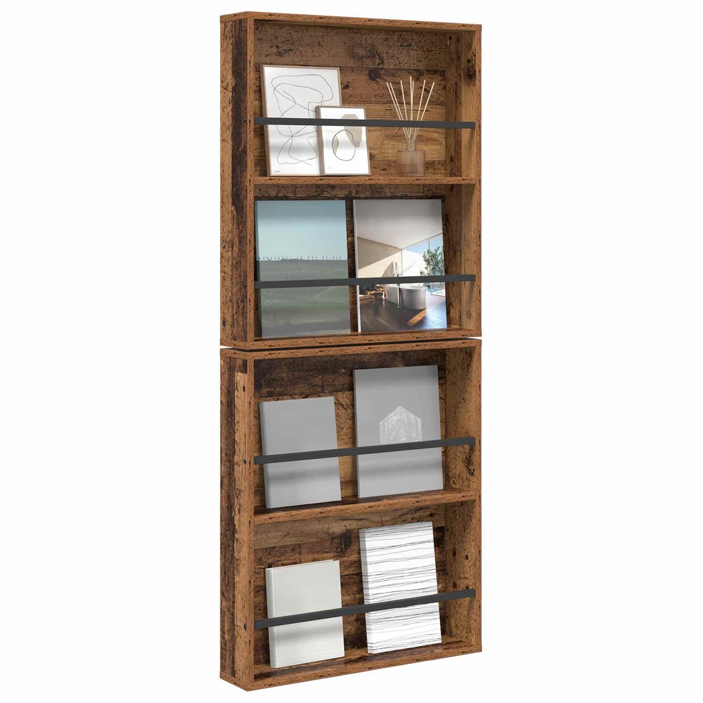 Magazine Rack 2 pcs Old Wood 60 x 12 x 70 cm Engineered Wood