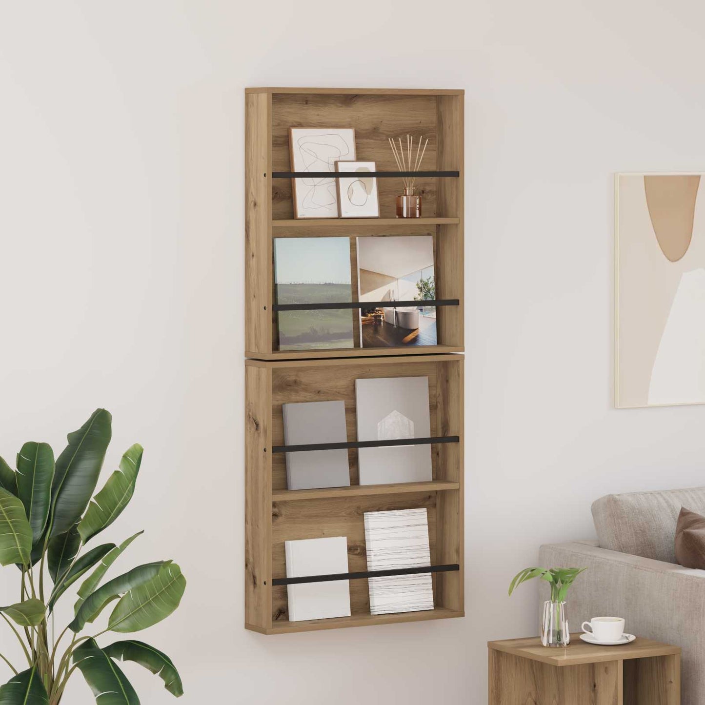 Magazine Rack 2 pcs Artisan Oak 60 x 12 x 70 cm Engineered Wood
