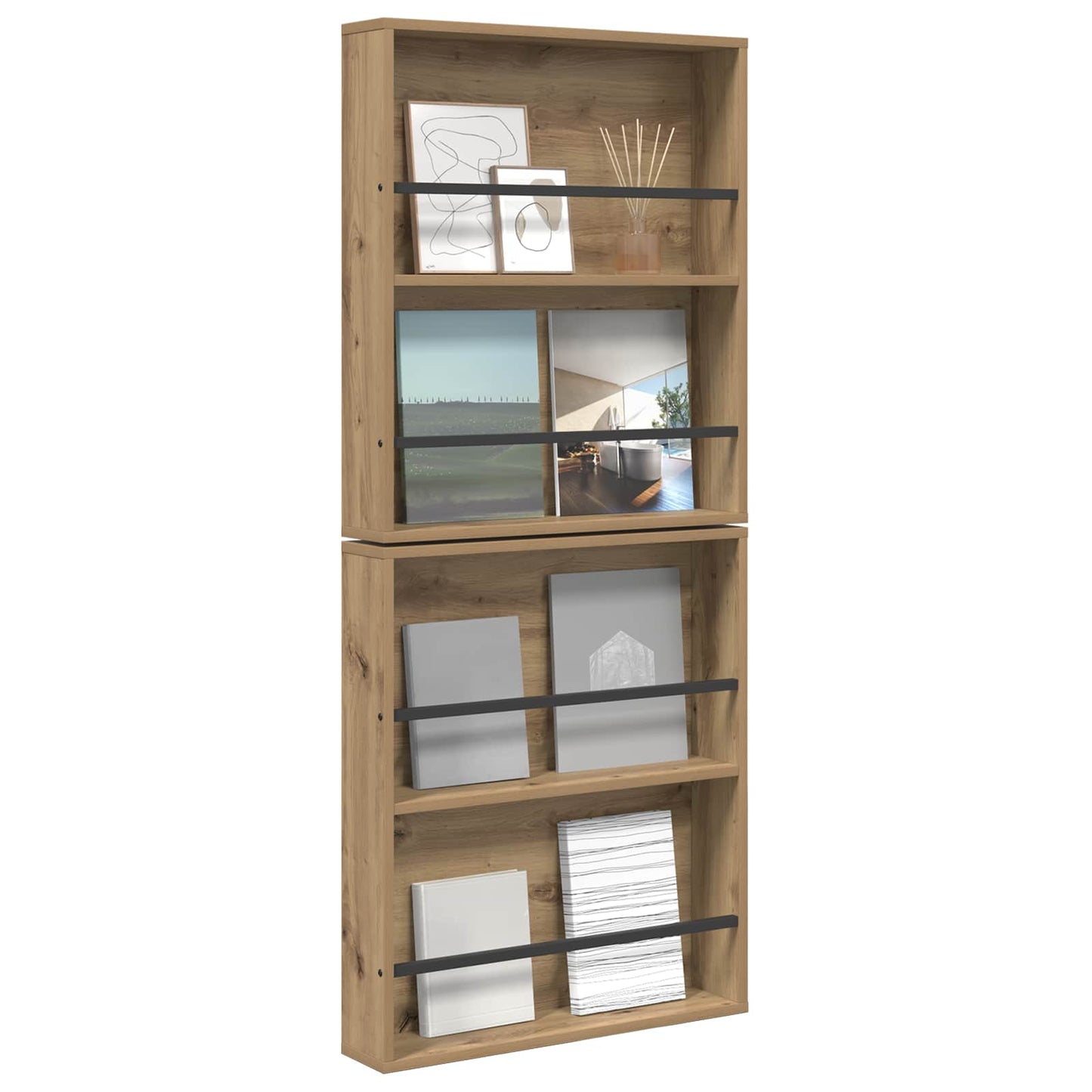 Magazine Rack 2 pcs Artisan Oak 60 x 12 x 70 cm Engineered Wood