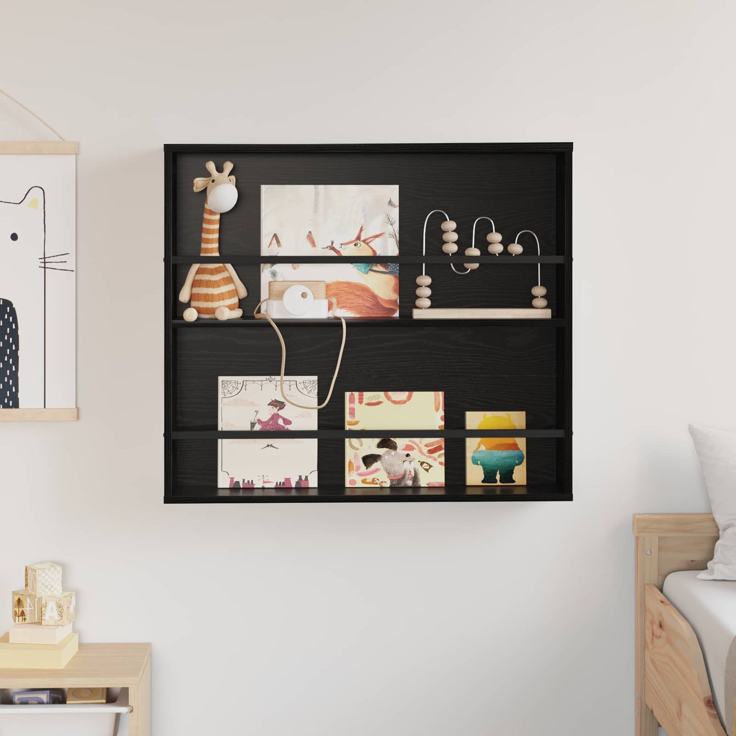 Magazine Rack Black Oak 80 x 12 x 70 cm Engineered Wood