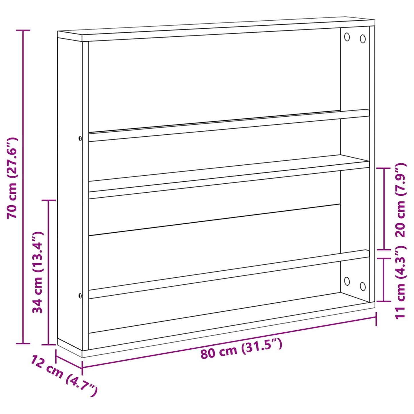 Magazine Rack Sonoma Oak 80 x 12 x 70 cm Engineered Wood