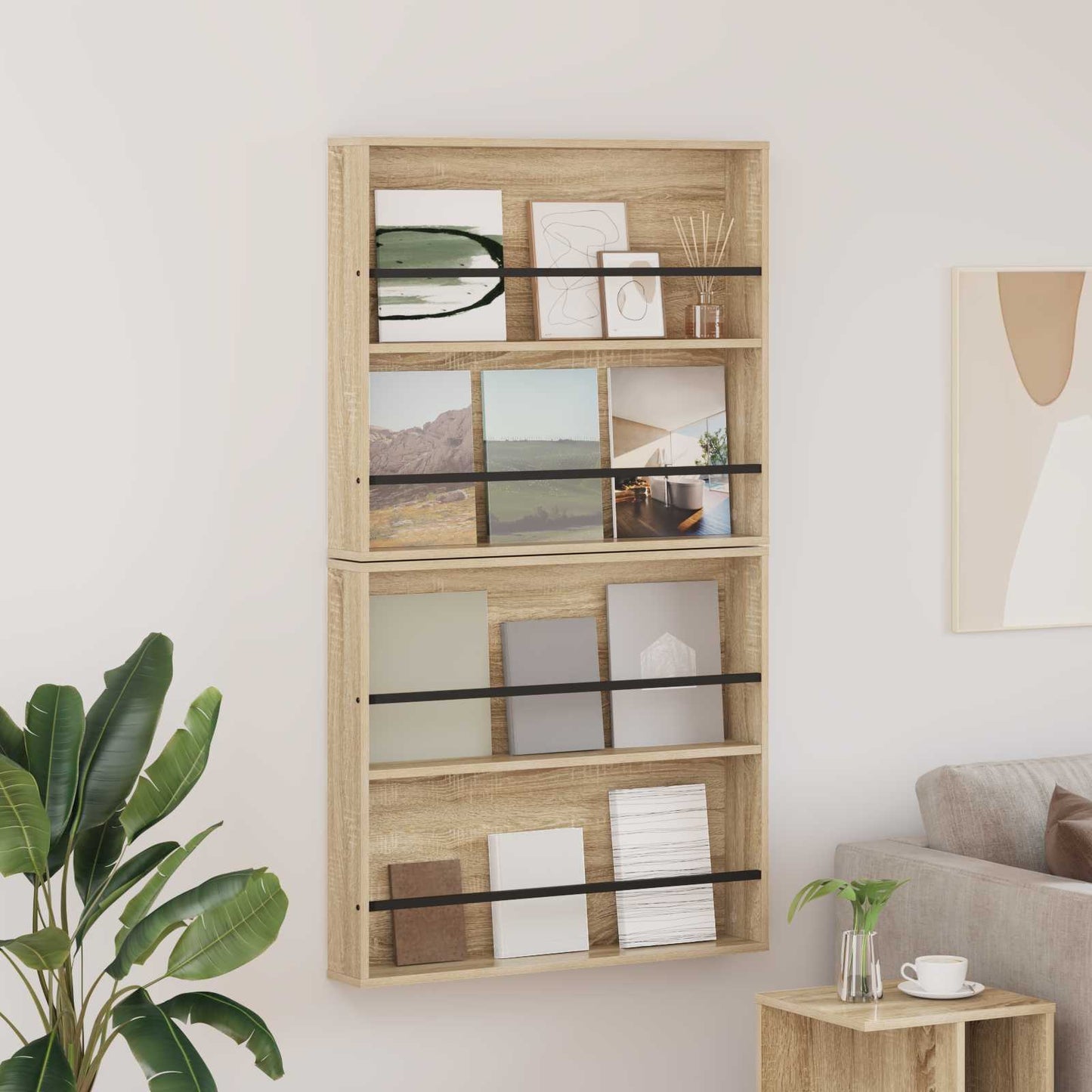 Magazine Rack 2 pcs Sonoma Oak 80 x 12 x 70 cm Engineered Wood