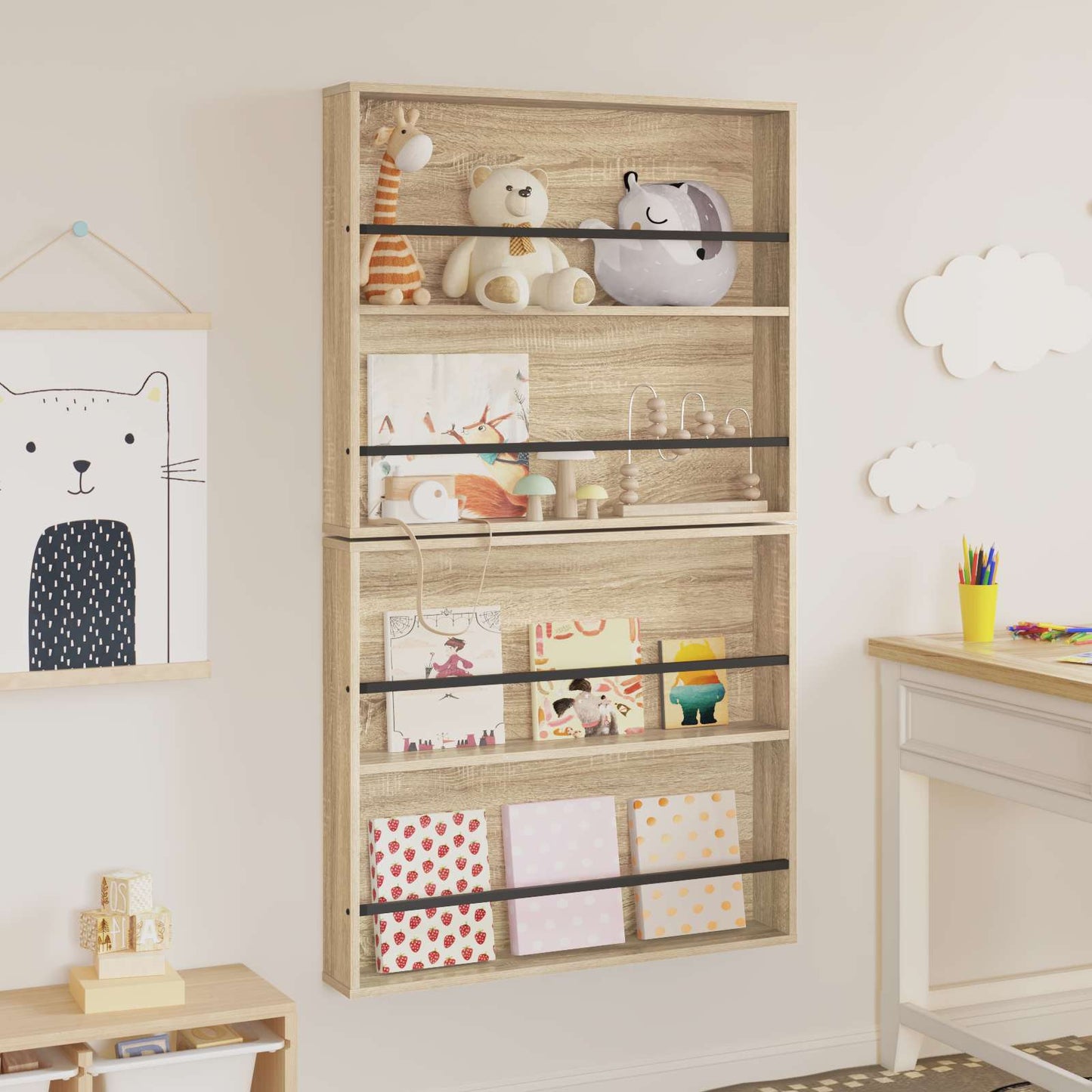Magazine Rack 2 pcs Sonoma Oak 80 x 12 x 70 cm Engineered Wood
