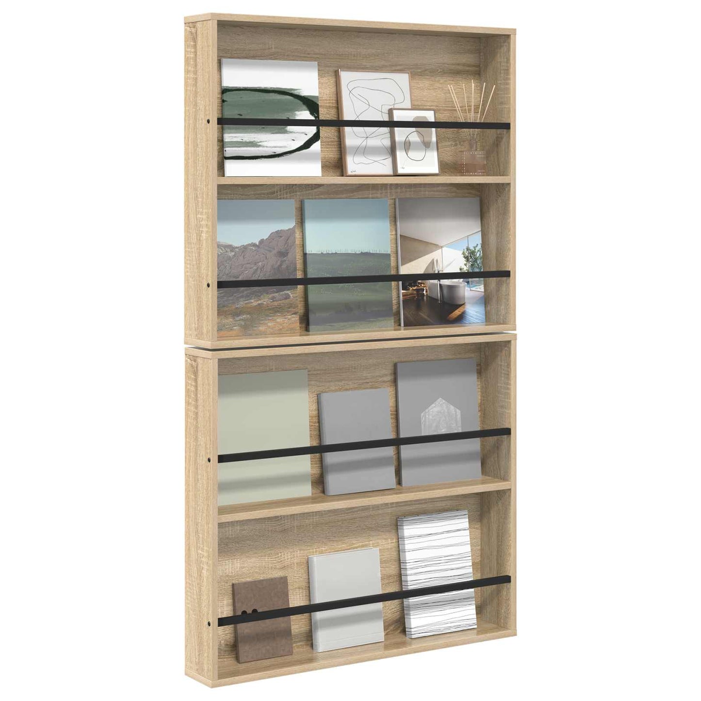 Magazine Rack 2 pcs Sonoma Oak 80 x 12 x 70 cm Engineered Wood