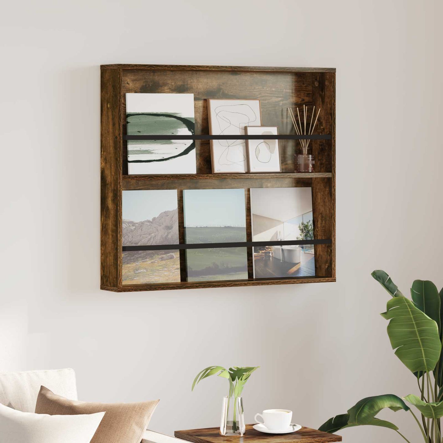 Magazine Rack Smoked Oak 80 x 12 x 70 cm Engineered Wood