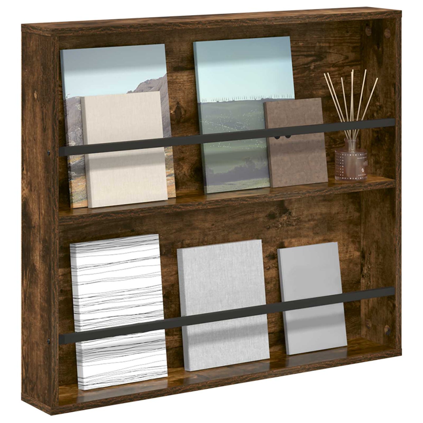 Magazine Rack Smoked Oak 80 x 12 x 70 cm Engineered Wood