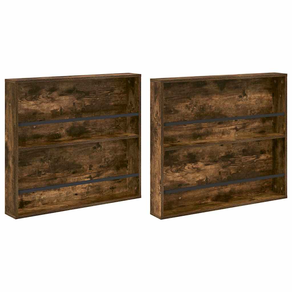 Magazine Rack 2 pcs Smoked Oak 80 x 12 x 70 cm Engineered Wood