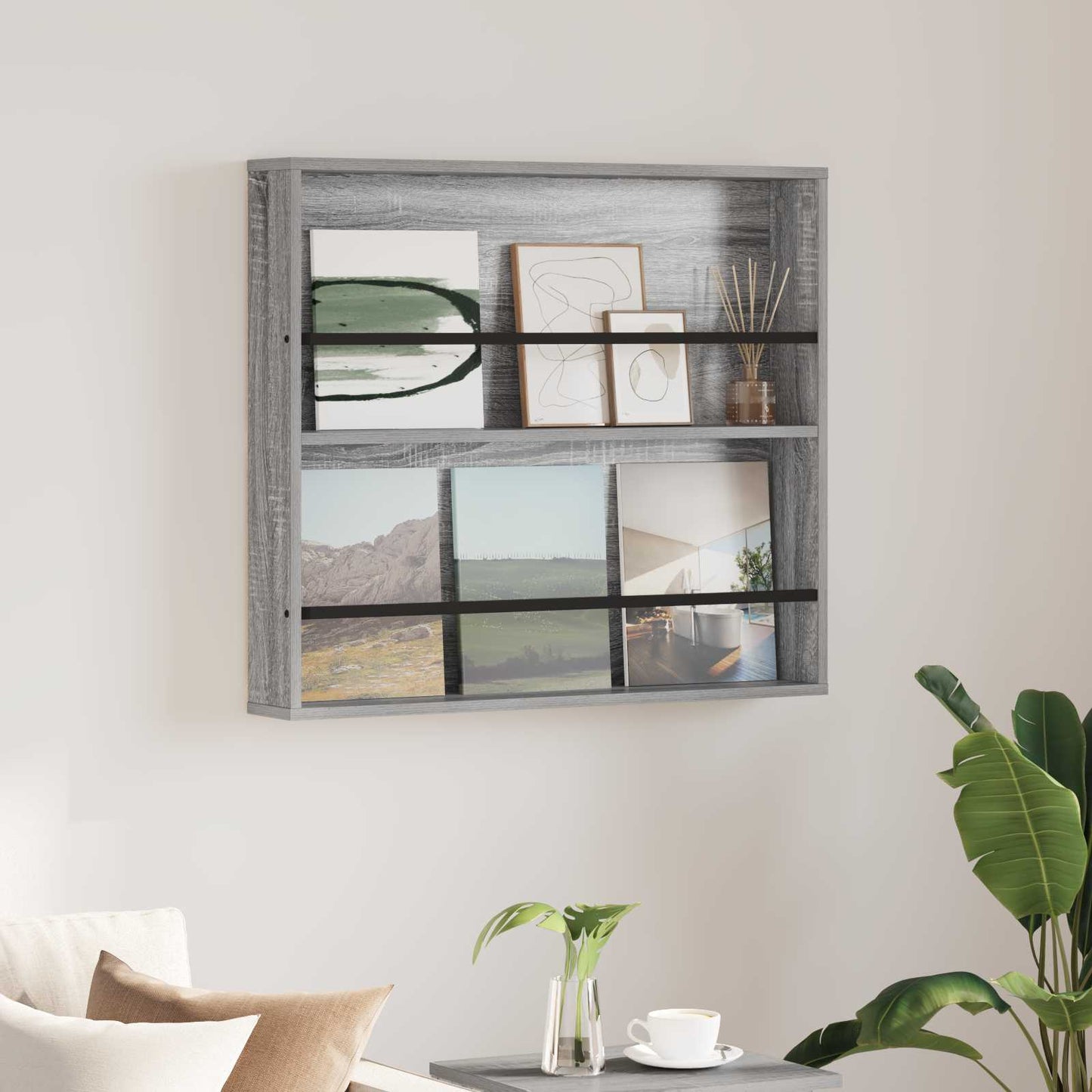 Magazine Rack Grey Sonoma 80 x 12 x 70 cm Engineered Wood