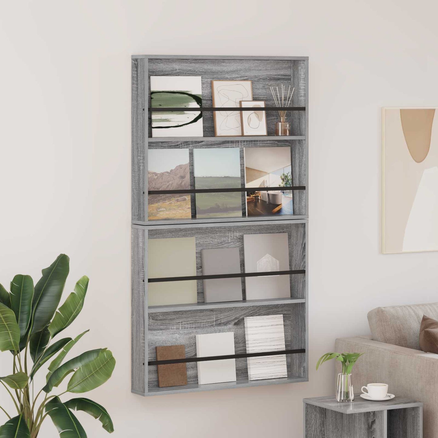 Magazine Rack 2 pcs Grey Sonoma 80 x 12 x 70 cm Engineered Wood