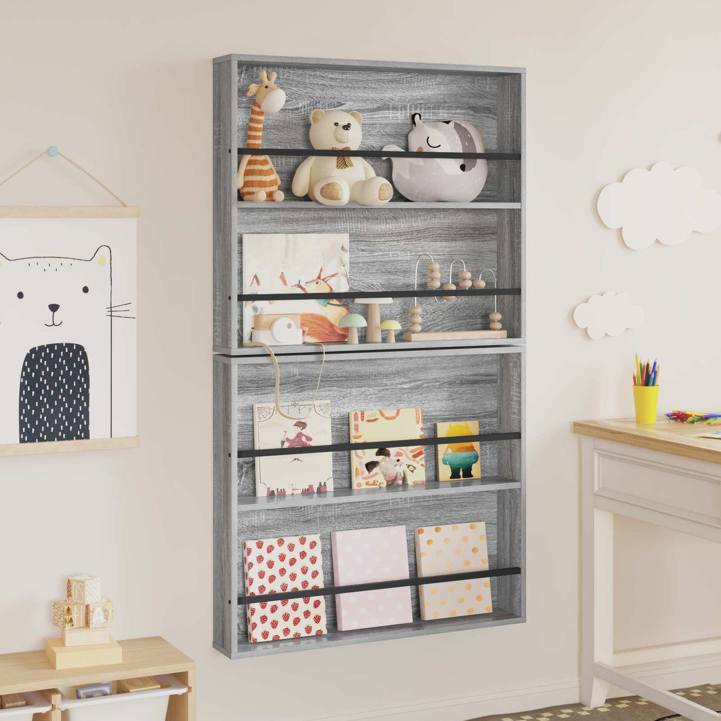 Magazine Rack 2 pcs Grey Sonoma 80 x 12 x 70 cm Engineered Wood